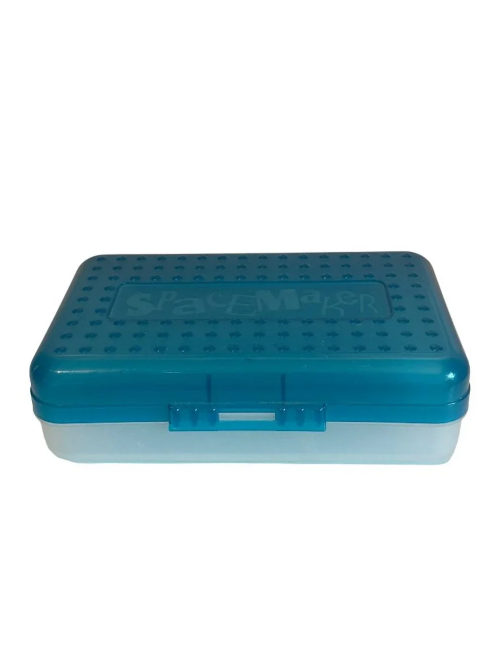 Vtg Translucent Blue SpaceMaker Storage Box Crafts School Supplies & More